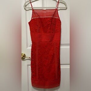 Topshop Vibrant Red Lace Mini Dress